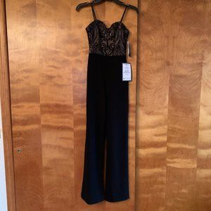 NWT Macy's City Studio Black Sequin Jumpsuit